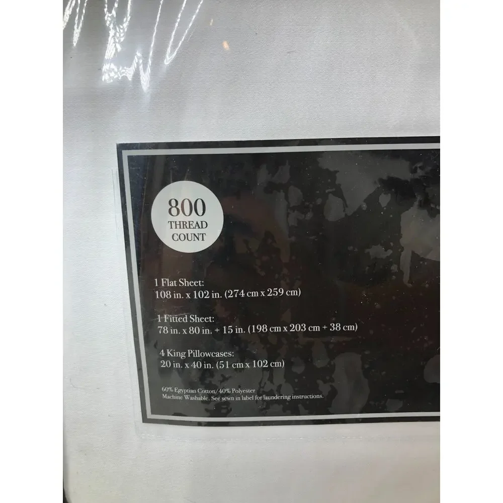 Hudson Hotel 800 Thread Count Egyptian Cotton KING Sheet Set White 6 pc